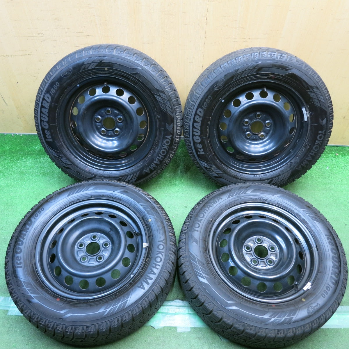 バリ溝!24年!9.5分以上◎プリウス 等 195/65R15 スタッドレス ヨコハマ アイスガード iG60 スチール ホイール 15インチ PCD100/5H◎6101004HAス