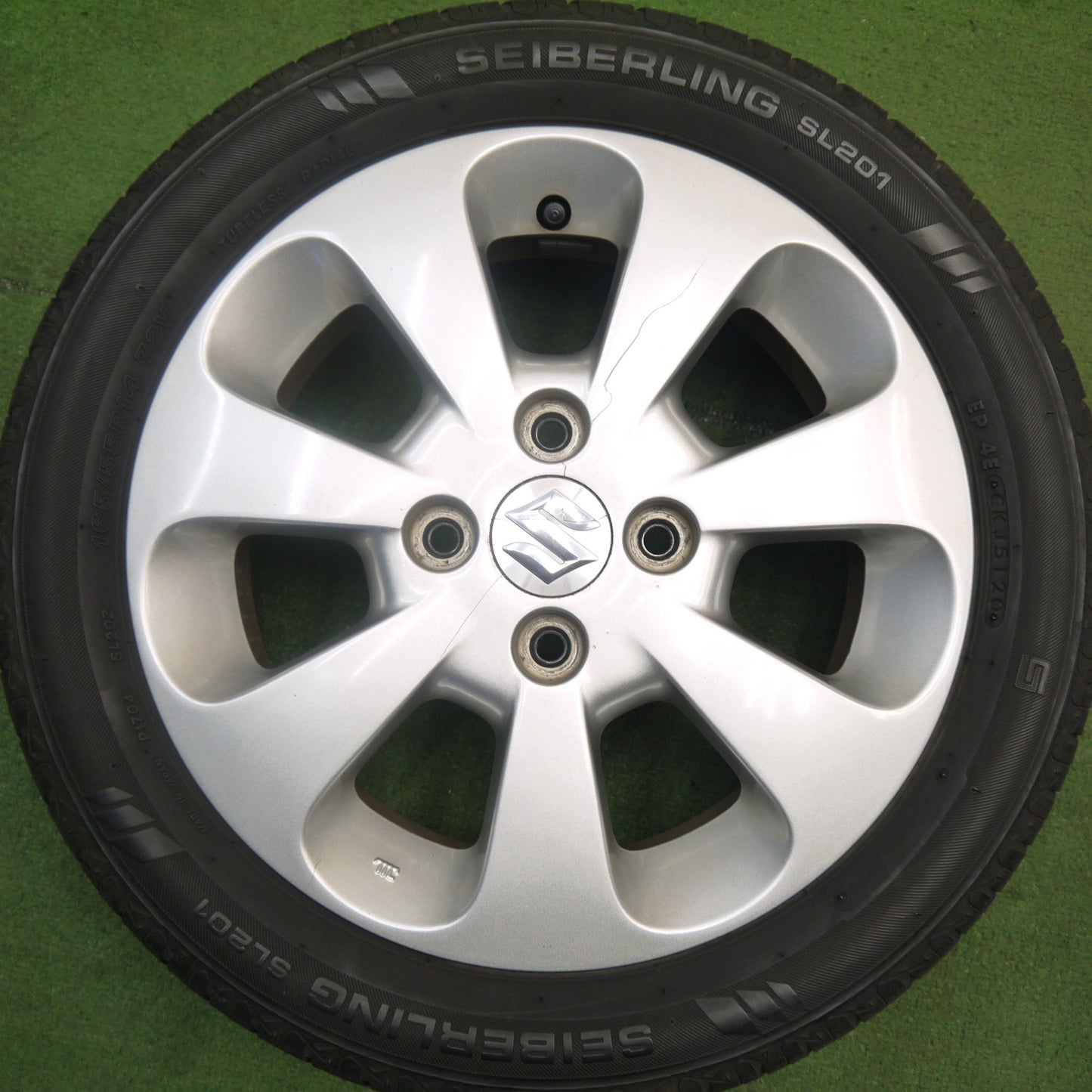 バリ溝!8.5分★スズキ パレット 純正 165/55R14 セイバーリング SL201 14インチ PCD100/4H★5051405Hノ