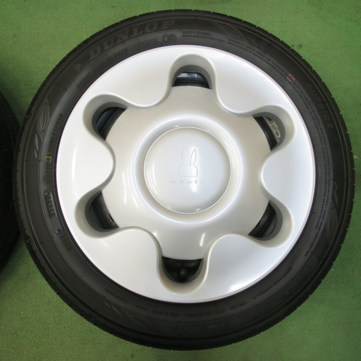 ほぼ新車外し!24年★スズキ HE33S ラパン 純正 スチール 155/65R14 ダンロップ エナセーブ EC300+ 14インチ PCD100/4H★5102412イノ