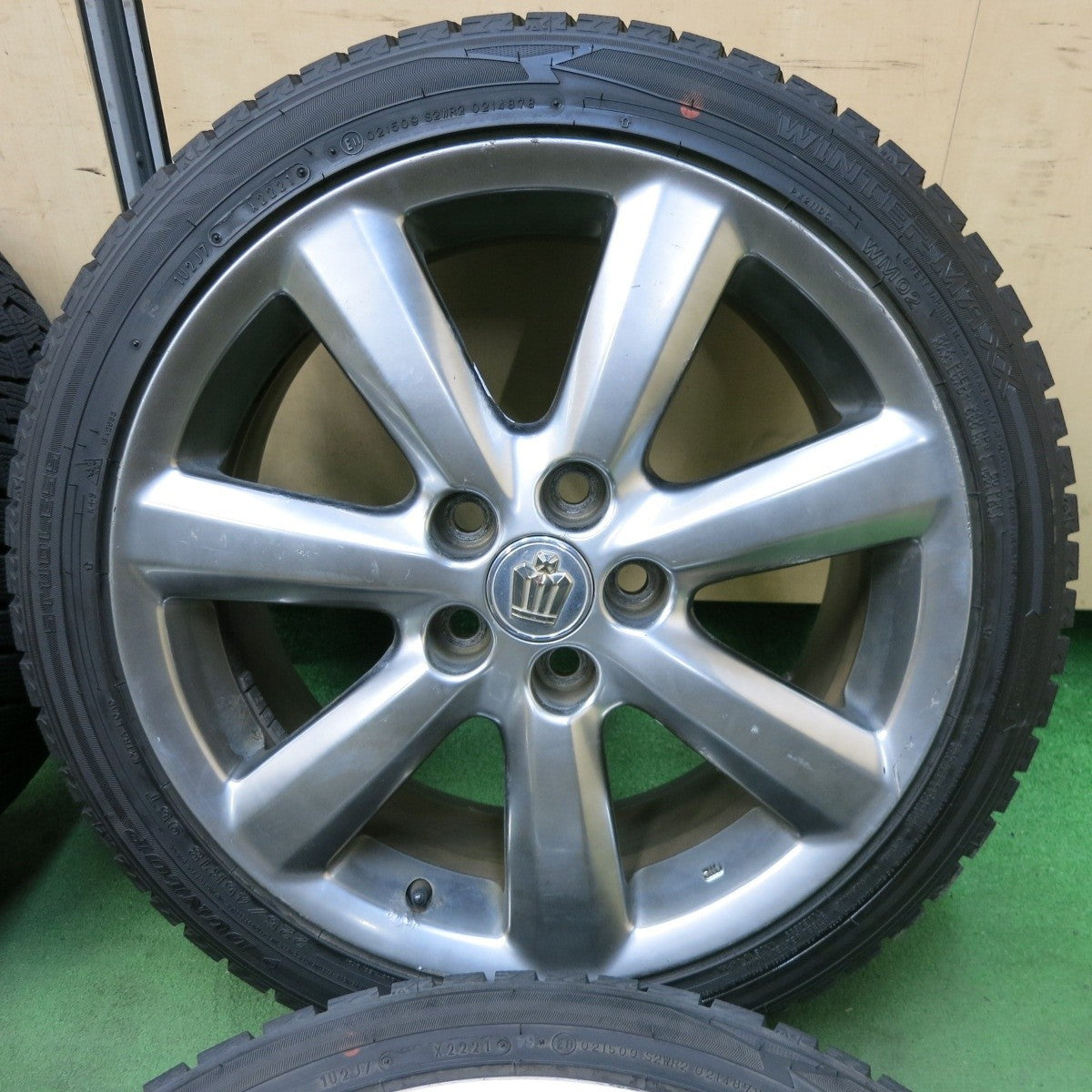 バリ溝!21年!9分★トヨタ 18 クラウン アスリート 純正 225/45R18 スタッドレス ダンロップ ウインターマックス WM02 18インチ PCD114.3/5H★5022805SYス