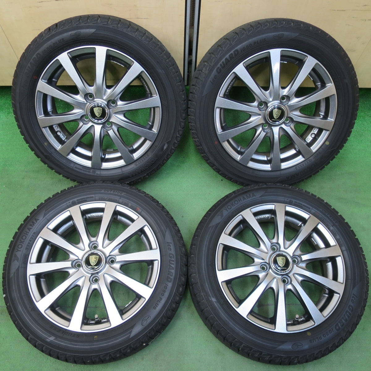 バリ溝!キレイ!9分★スタッドレス 155/65R14 ヨコハマ アイスガード iG50 プラス MANARAY SPORT マナレイスポーツ 14インチ PCD100/4H★5042508イス