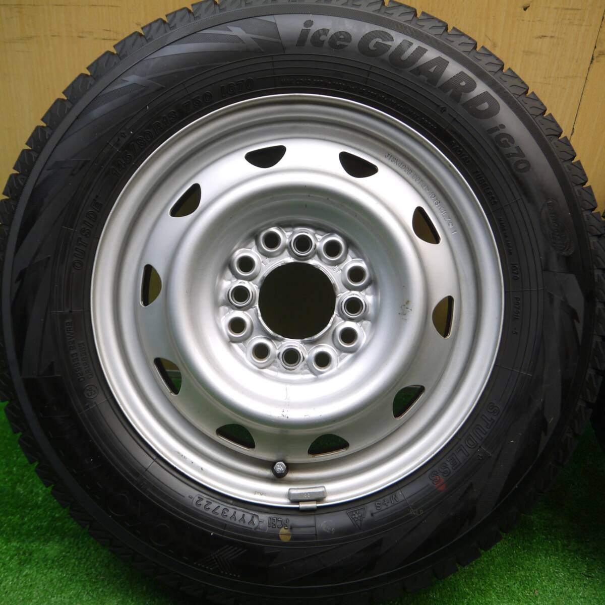 バリ溝!22年!9分★スタッドレス 145/80R13 ヨコハマ アイスガード iG70 スチール 13インチ PCD 100 110 114.3/4H マルチ★4121605Hス