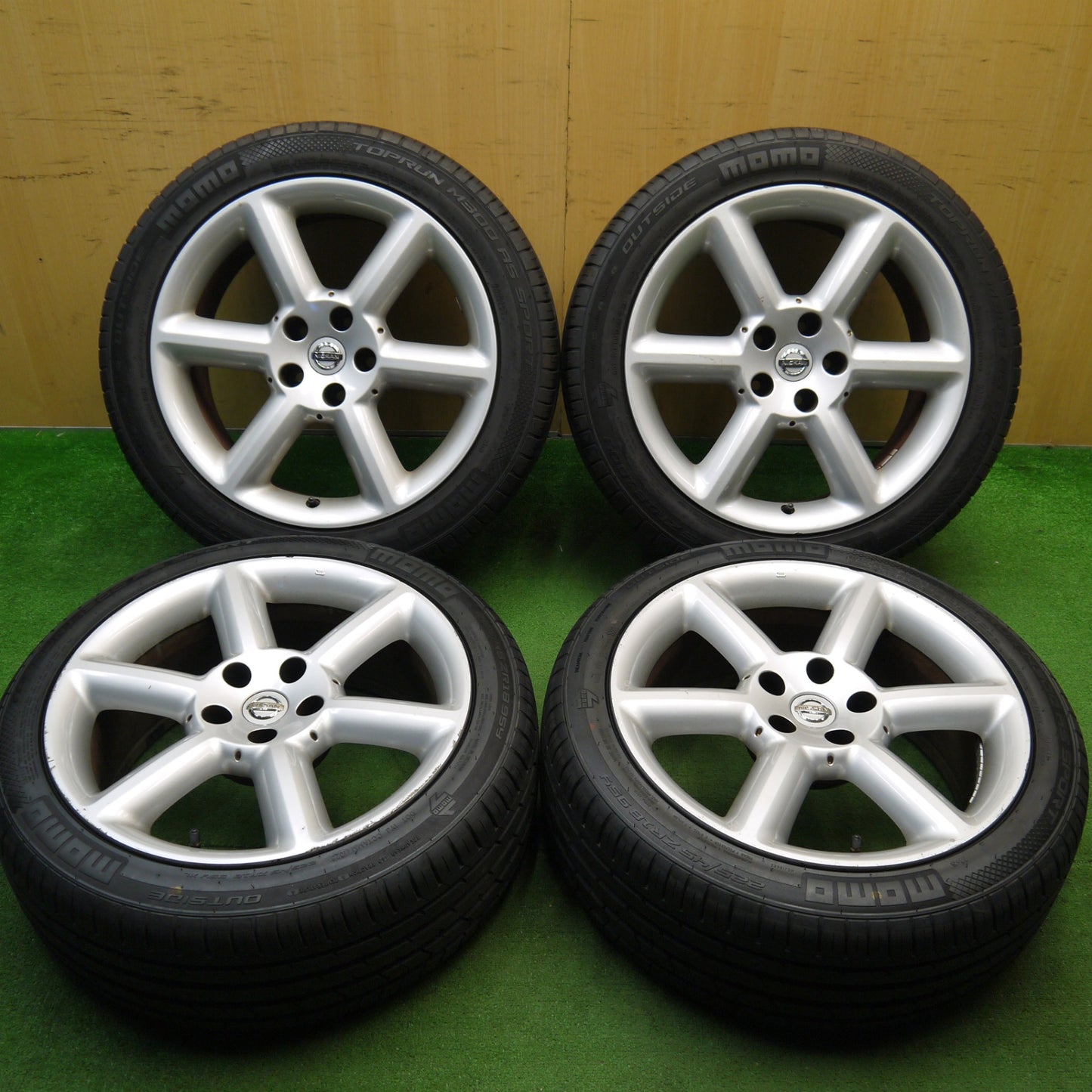 バリ溝!23年!ほぼ10分★日産 Z33 フェアレディZ 純正 225/45R18 245/45R18 モモ トップラン M300 AS SPORT 18インチ PCD114.3/5H★5042501Hノ