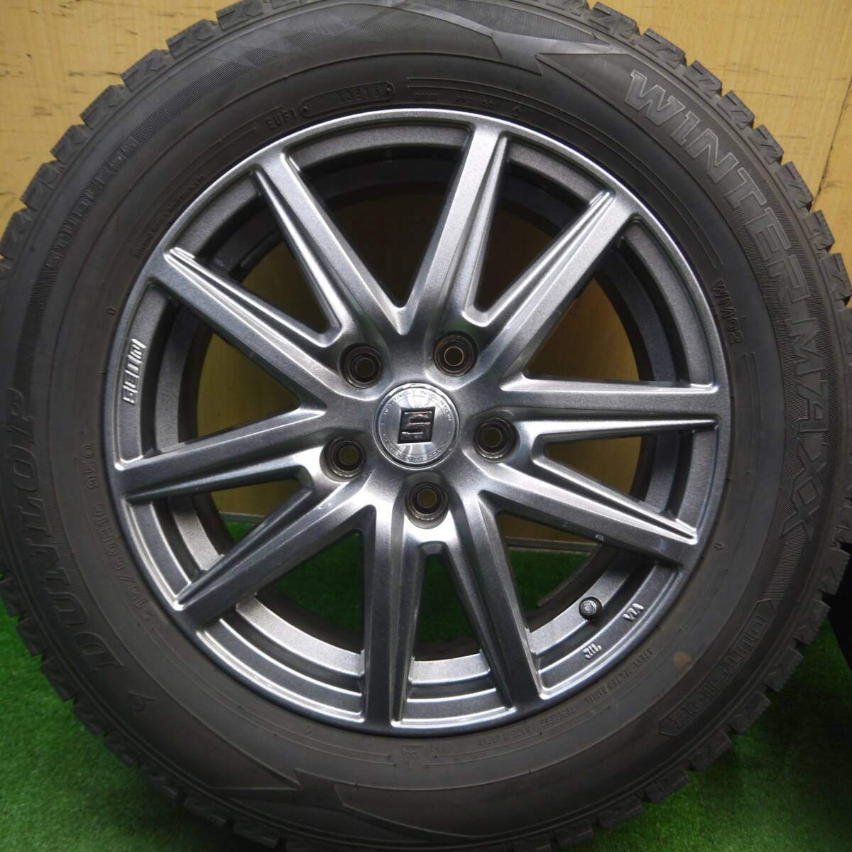 バリ溝!キレイ!9.5分★スタッドレス 215/60R16 ダンロップ ウインターマックス WM02 SEIN ザイン 16インチ PCD114.3/5H★5021205Hス