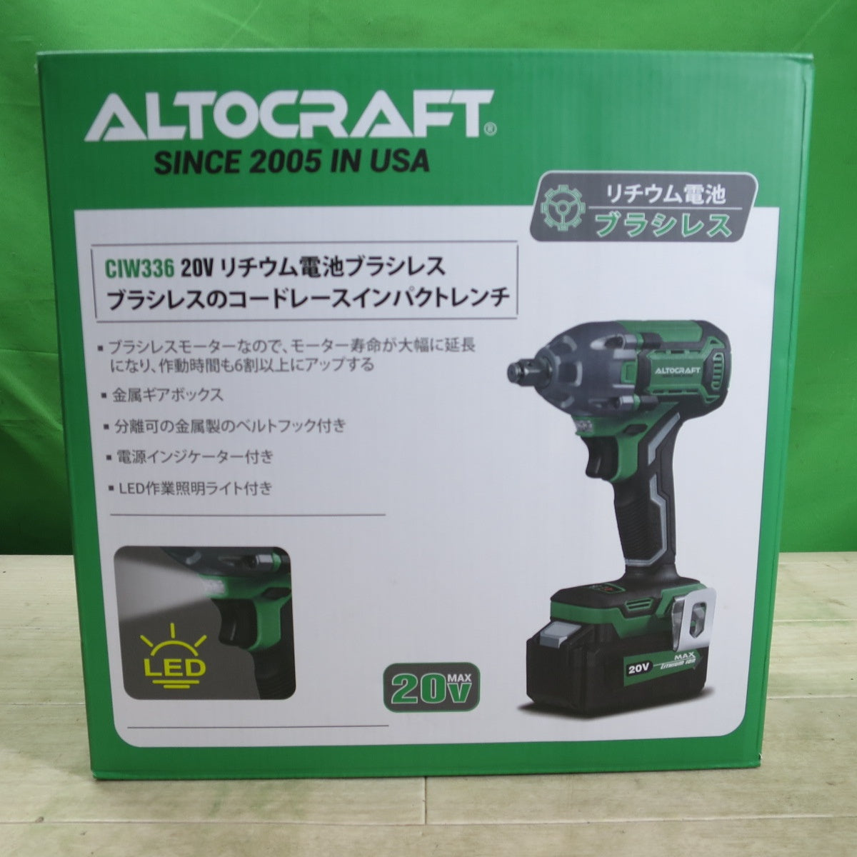 美品☆ALTOCRAFT 20V ブラシレス コードレス インパクトレンチ CIW336 充電式 バッテリー 充電器 アルトクラフト☆