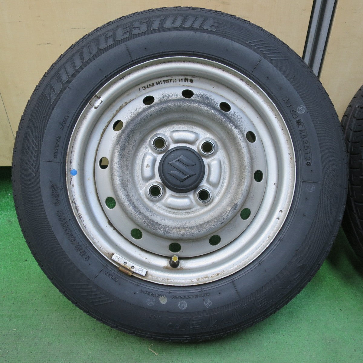 4本価格★スズキ アルト 純正 スチール 135/80R12 ブリヂストン スニーカー SNK2 12インチ PCD100/4H★5052205イノ