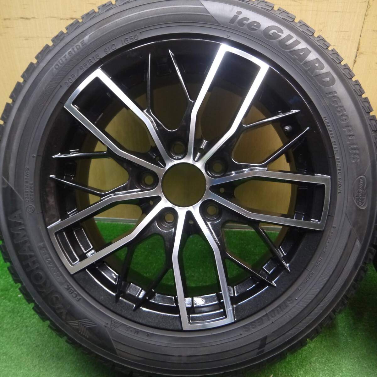 バリ溝!キレイ!9分★BMW 等 EUROBAHN SPORTECHNIC 205/55R16 スタッドレス ヨコハマ アイスガード iG50 プラス 16インチ ユーロバーン PCD120/5H★5030412Hス