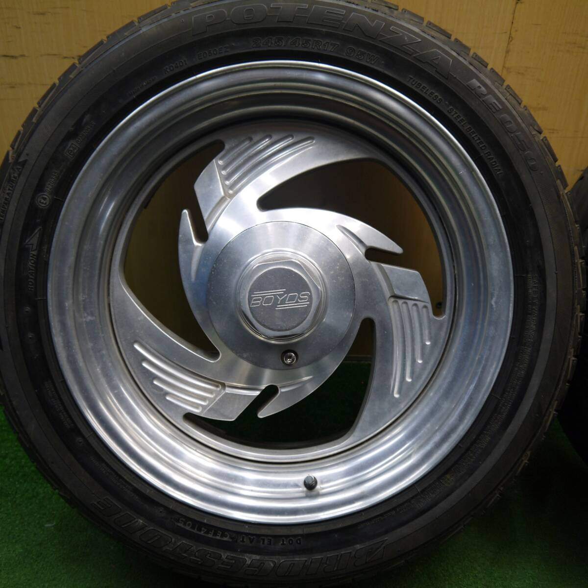 バリ溝!9分★BOYDS ボイド ビレット 245/45R17 ブリヂストン ポテンザ RE050 17インチ PCD120 127/5H マルチ★5031712Hノ