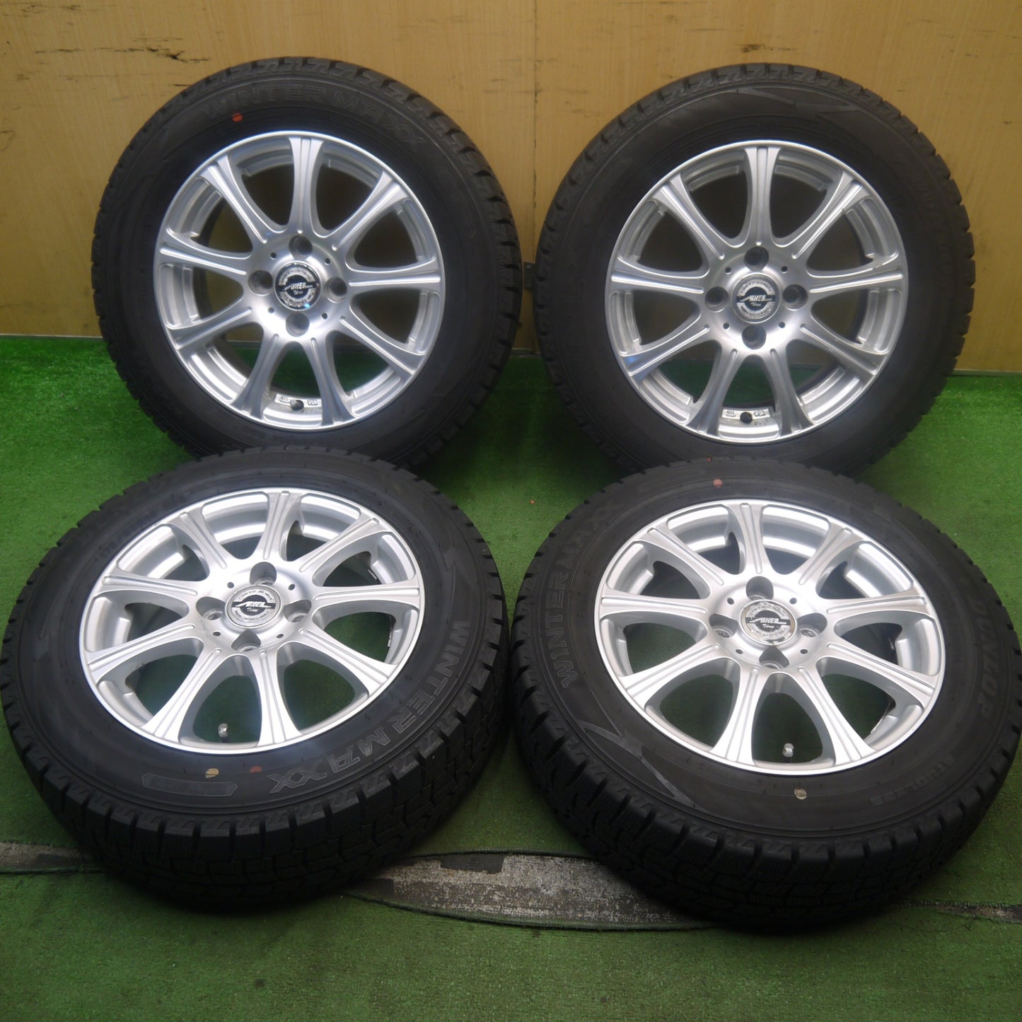バリ溝!23年!キレイ!9.5分★スタッドレス 175/65R14 ダンロップ ウインターマックス WM02 AXEL Three アクセル 14インチ PCD100/4H★5082606Hス