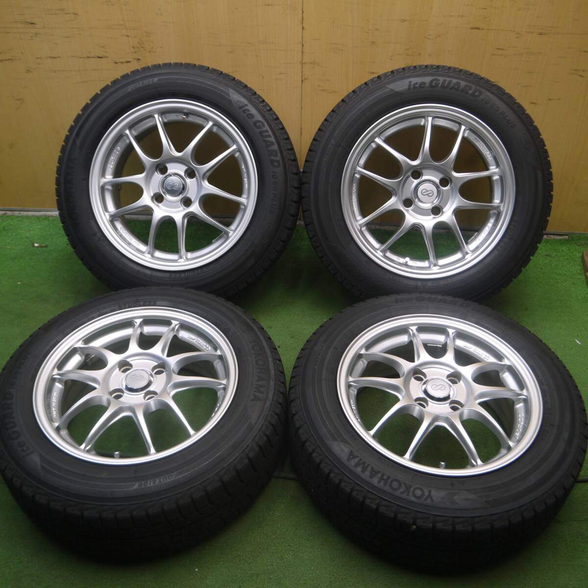 バリ溝 キレイ 9.5分★ENKEI PF01 185/65R15 スタッドレス ヨコハマ アイスガード iG50 プラス エンケイ PCD100/4H★4071706Hス
