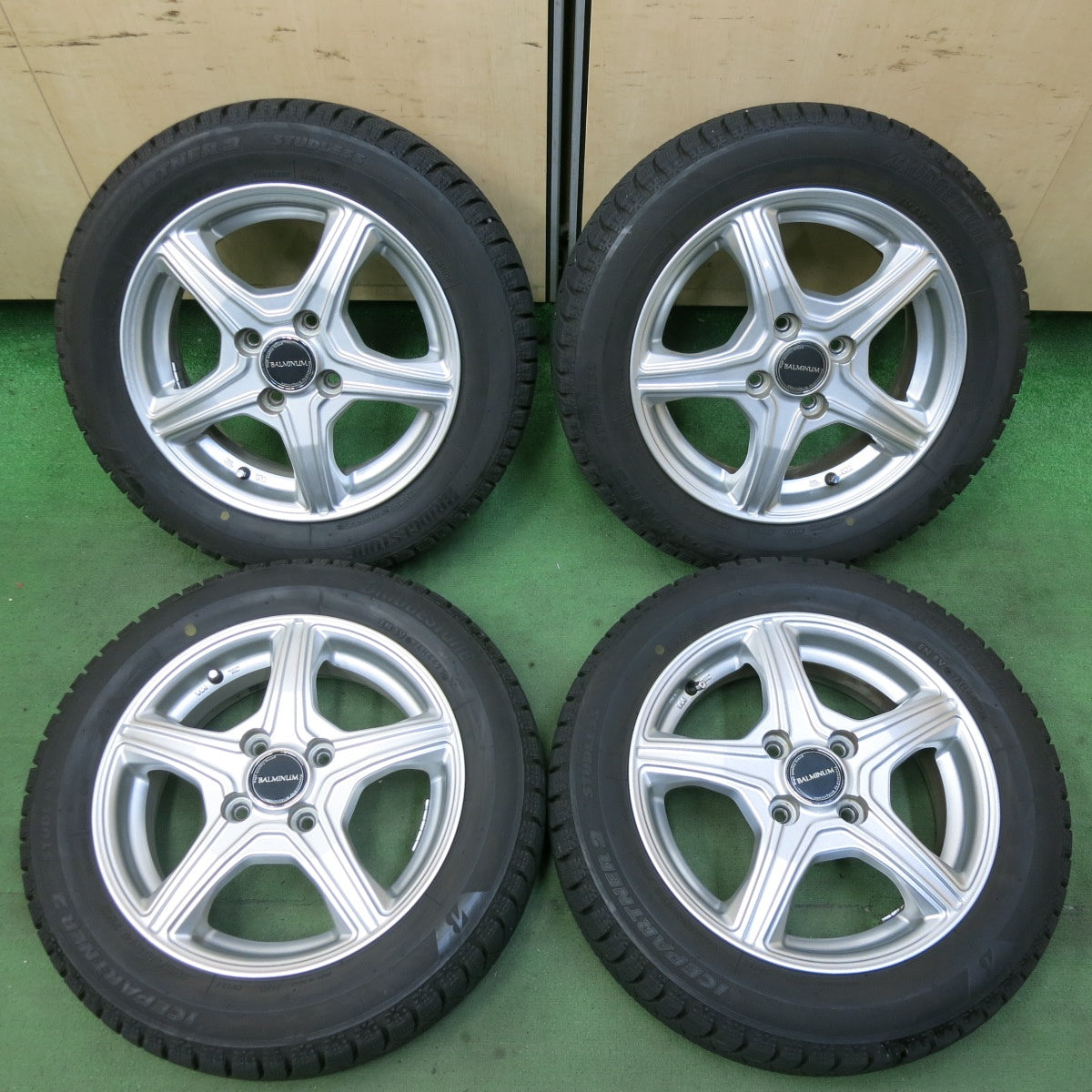 バリ溝!22年!キレイ!9.5分★スタッドレス 155/65R14 ブリヂストン アイスパートナー2 BALMINUM バルミナ 14インチ PCD100/4H★5070418SYス