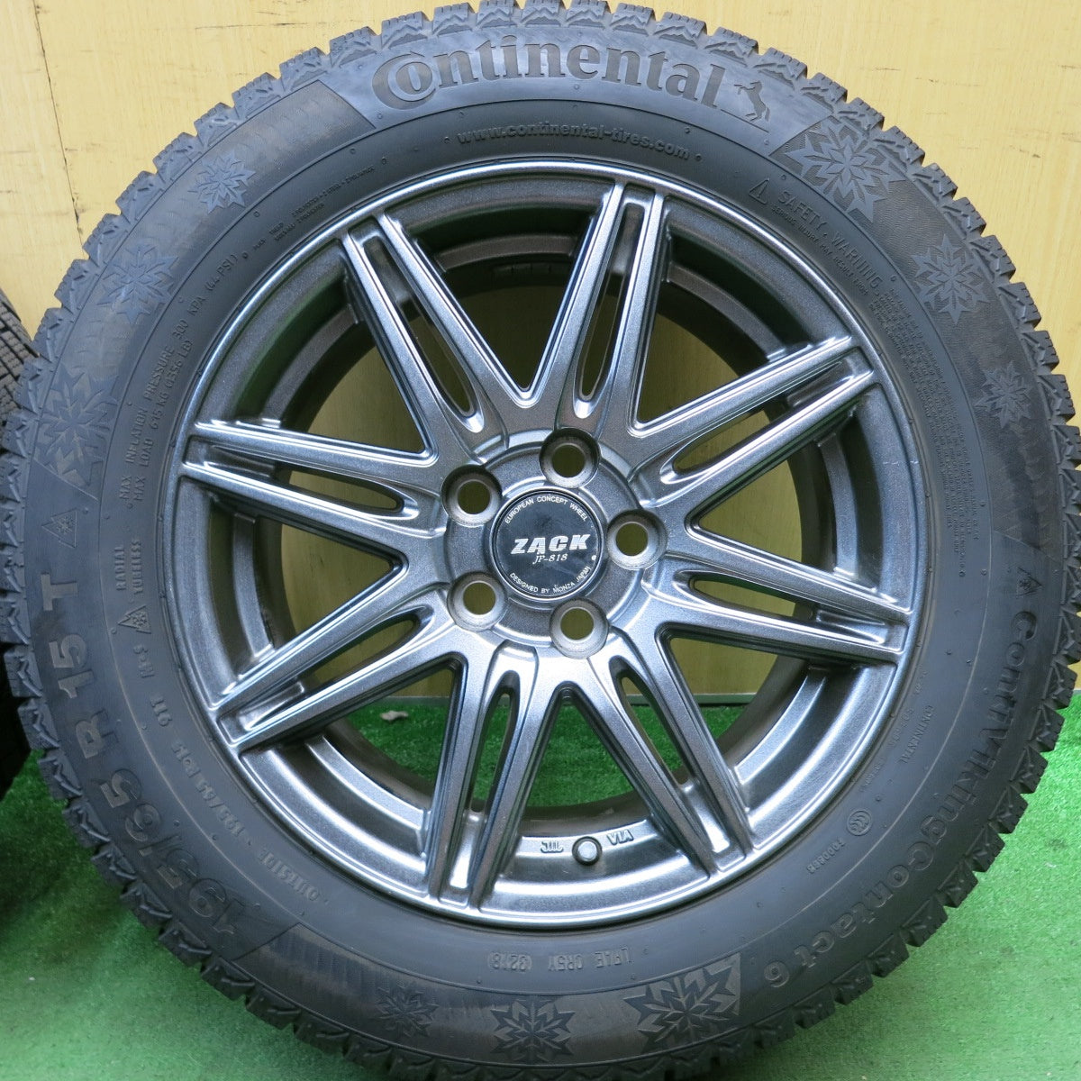 バリ溝!キレイ!8.5分★プリウス 等 195/65R15 スタッドレス コンチネンタル コンチバイキング コンタクト6 ZACK JP-818 MONZA ザック 15インチ PCD100/5H★5092004HAス