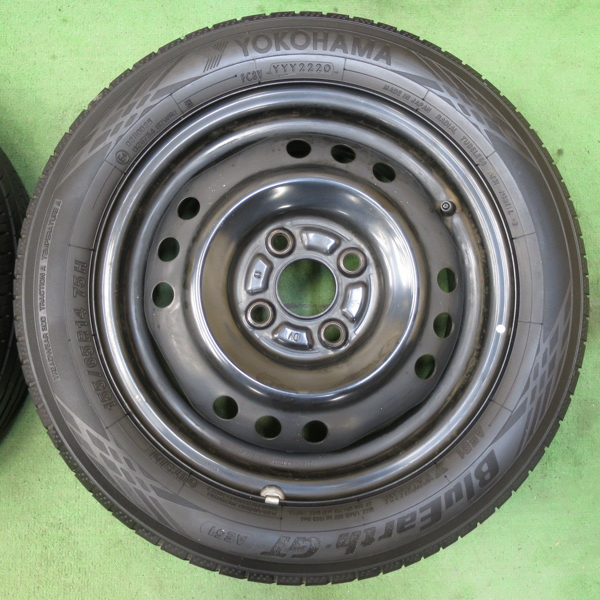 バリ溝!キレイ!9分★155/65R14 ヨコハマ BluEarth-GT AE51 スチール ホイール ブルーアース 14インチ PCD100/4H★5050213イノ