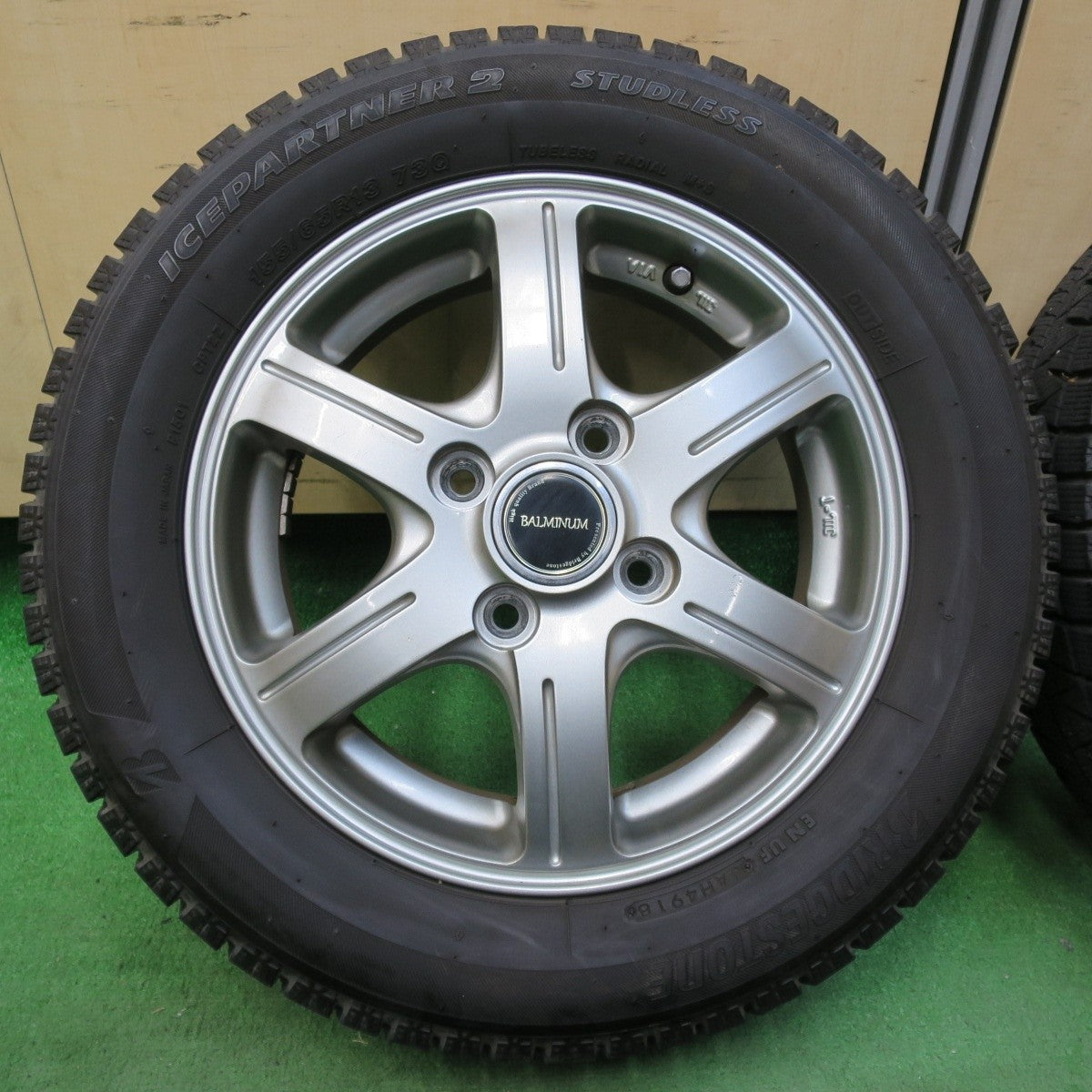 キレイ★スタッドレス 155/65R13 ブリヂストン アイスパートナー2 BALMINUM バルミナ 13インチ PCD100/4H★5010402イス