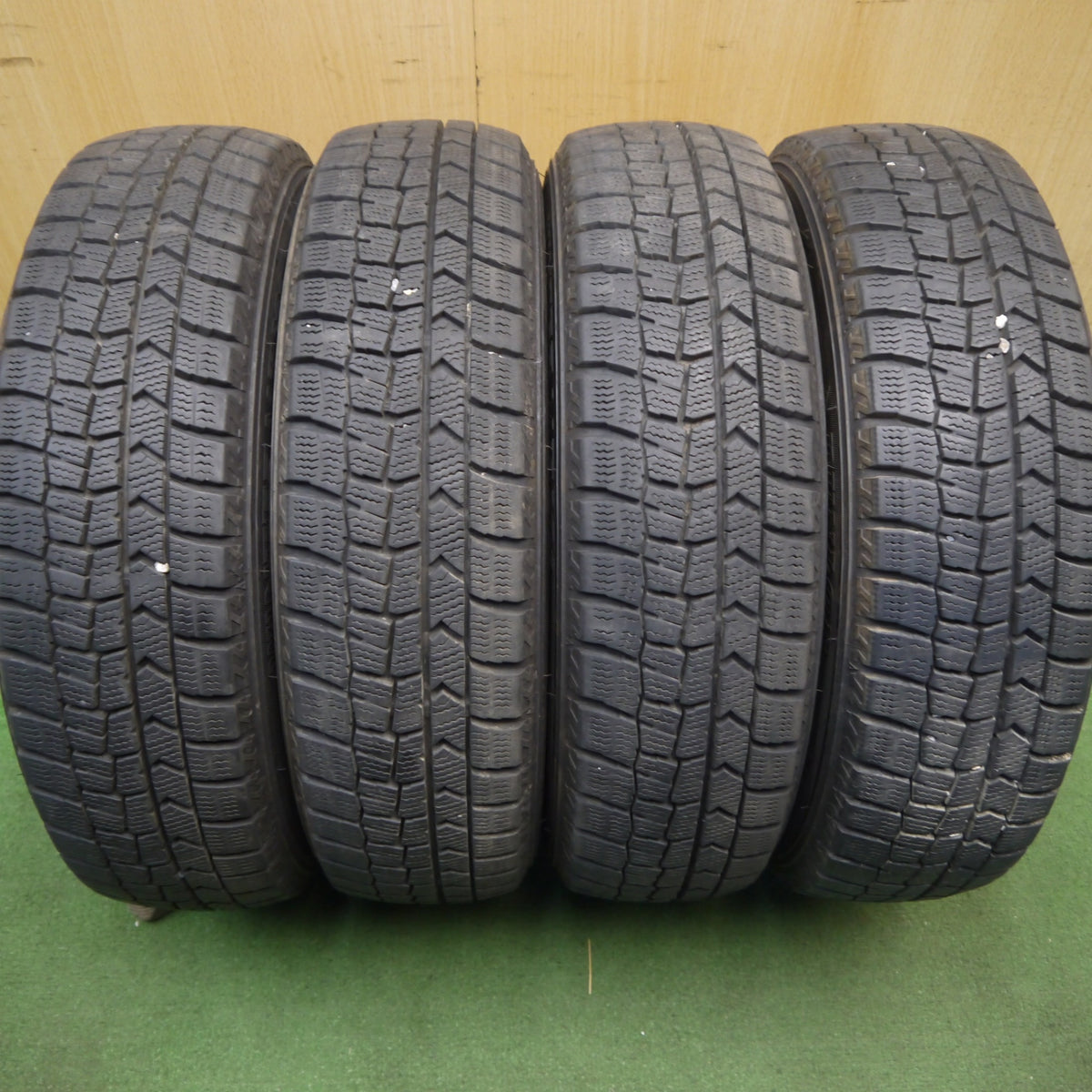バリ溝!24年!9分◎ホンダ JF1 JF2 N-BOX カスタム 純正 155/65R14 スタッドレス ダンロップ ウインターマックス WM02 14インチ PCD100/4H◎6082802Hス