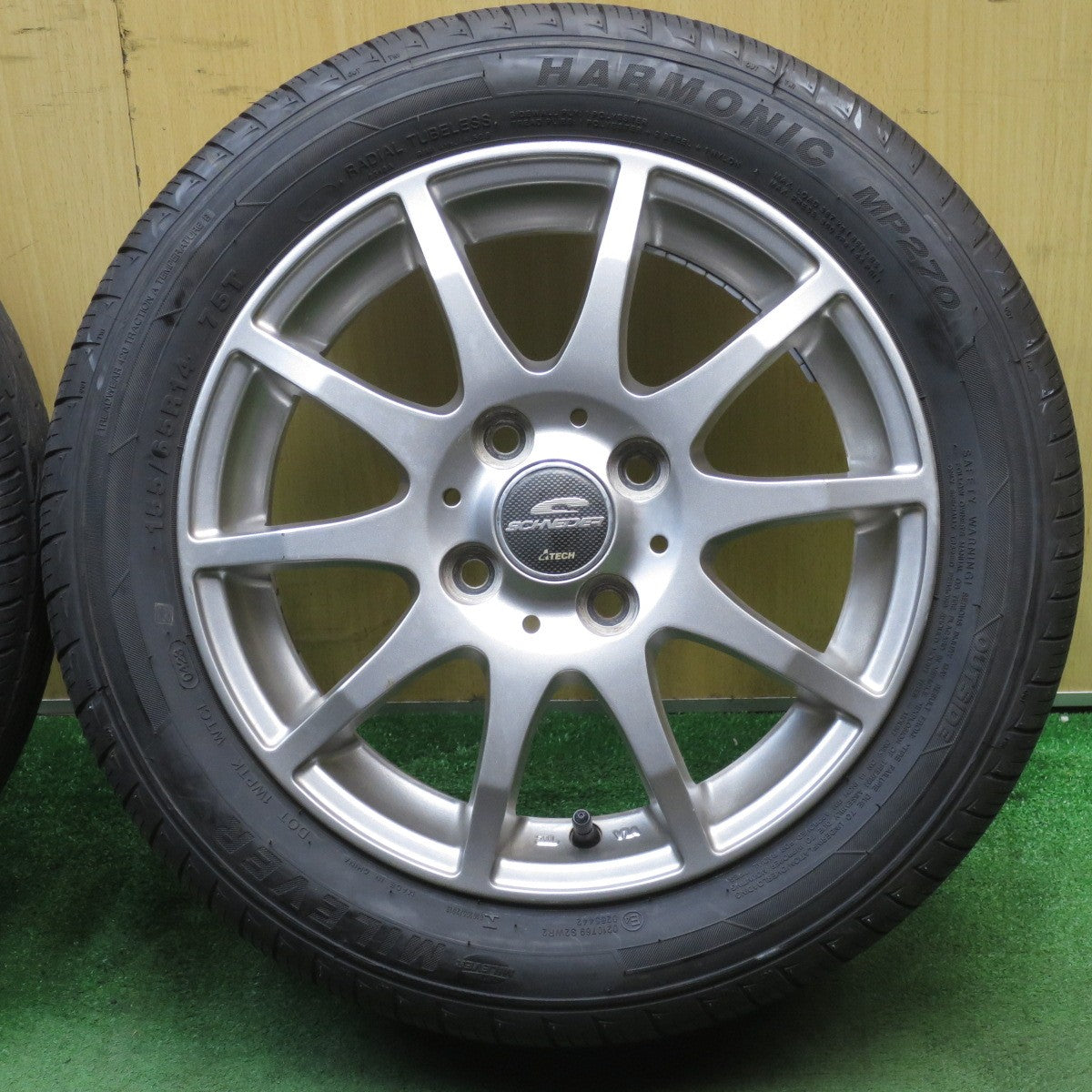 バリ溝!23年!9分★155/65R14 ミレバー ハーモニック MP270 SCHNEIDER ATECH シュナイダー 14インチ PCD100/4H★5072902NJノ