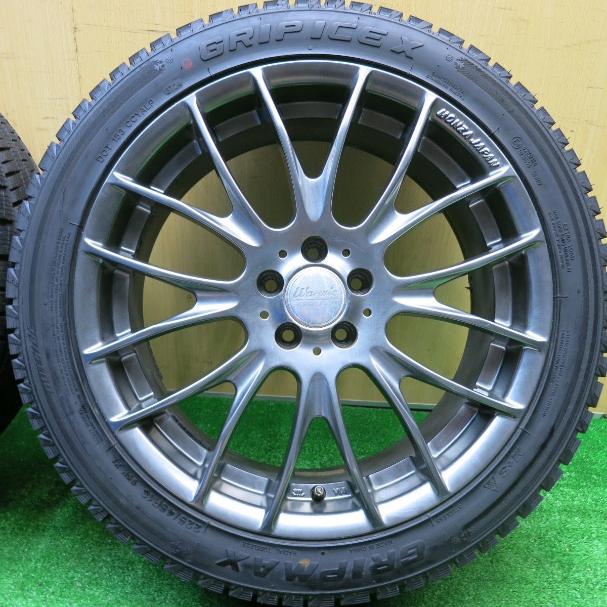 ほぼ未使用!24年★レガシィ 等 225/45R18 スタッドレス グリップマックス GRIP ICE X Warwic Euro Mesh ワーウィック ユーロメッシュ 18インチ PCD100/5H★5102308HAス