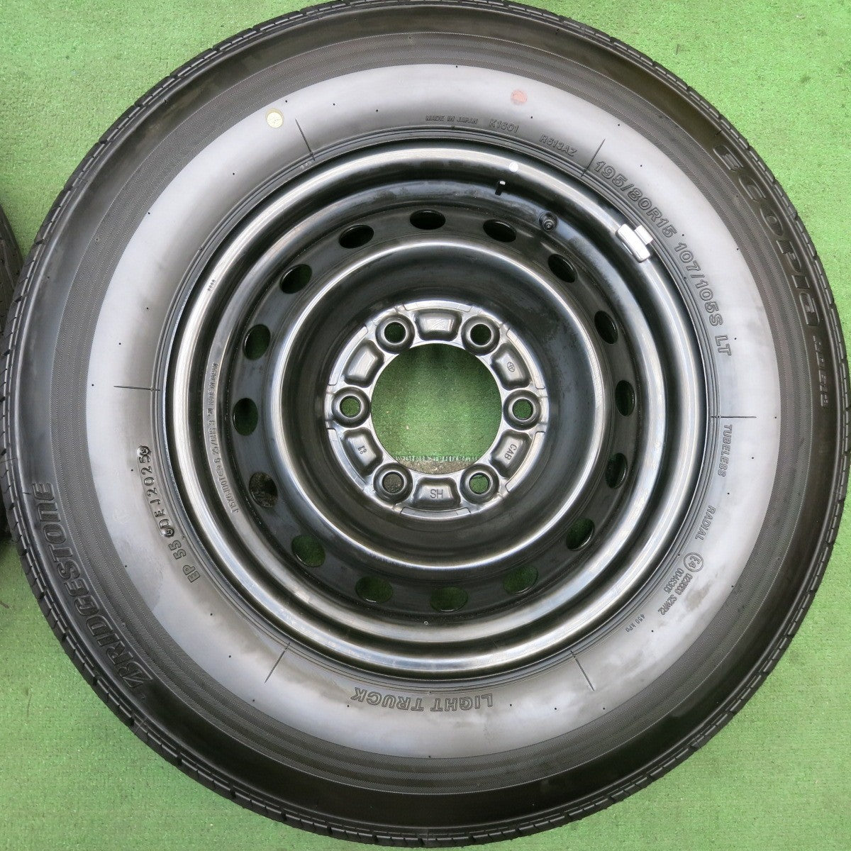 新車外し!25年★トヨタ ハイエース 純正 スチール 195/80R15 107/105S ブリヂストン エコピア RD613 15インチ PCD139.7/6H★5090401HAノ