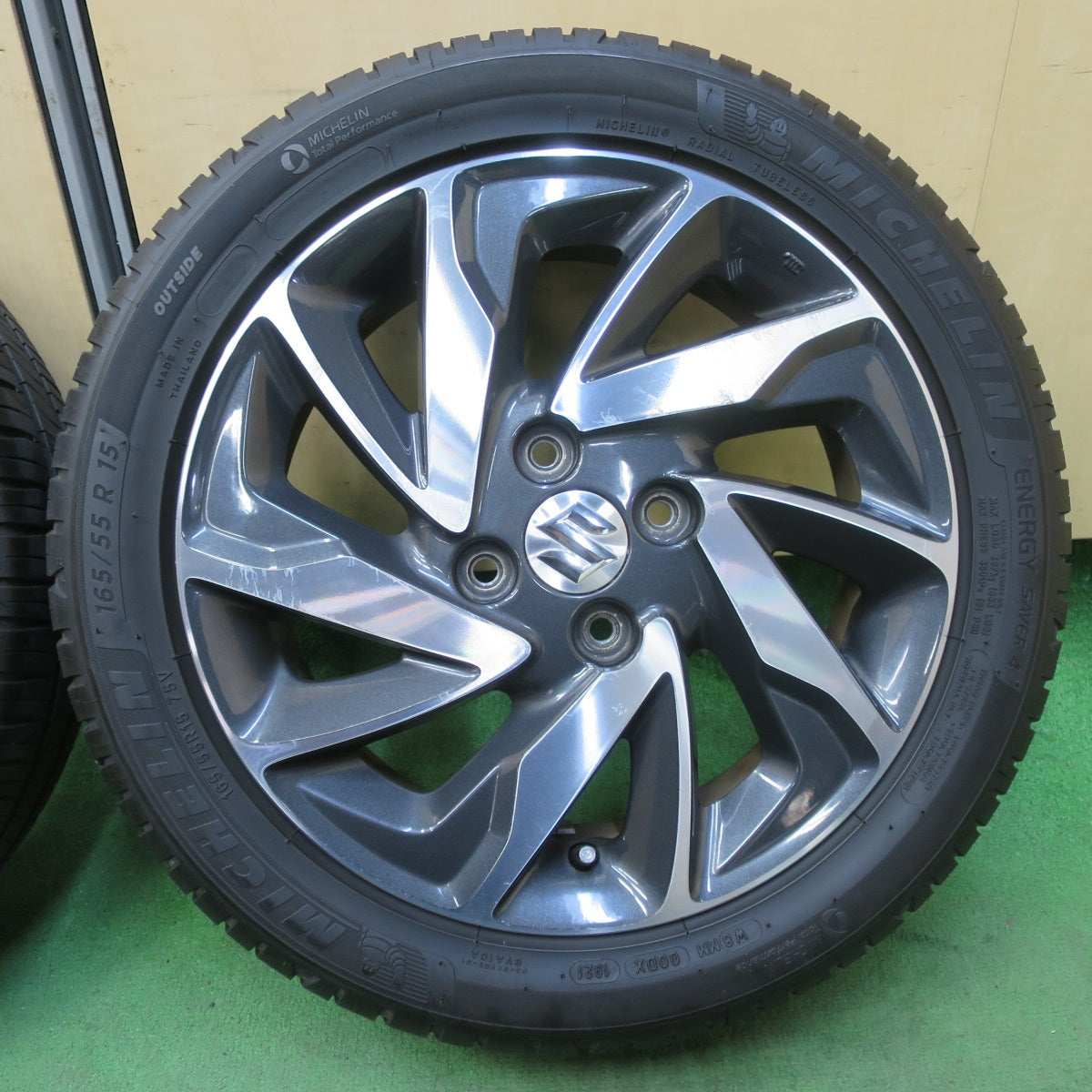 4本価格!21年★スズキ スペーシア カスタム 純正 165/55R15 ミシュラン エナジーセイバー4 15インチ PCD100/4H★5092308イノ