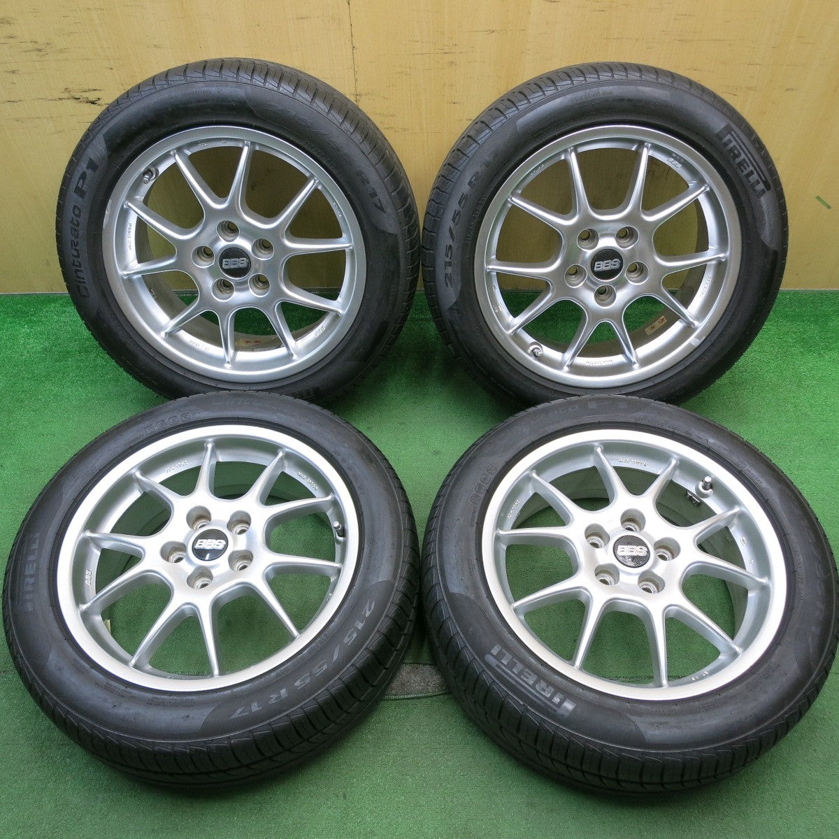 バリ溝!9分★BBS RK024 215/55R17 ピレリ Cinturato P1 17インチ チントゥラート PCD114.3/5H★5053007HAノ