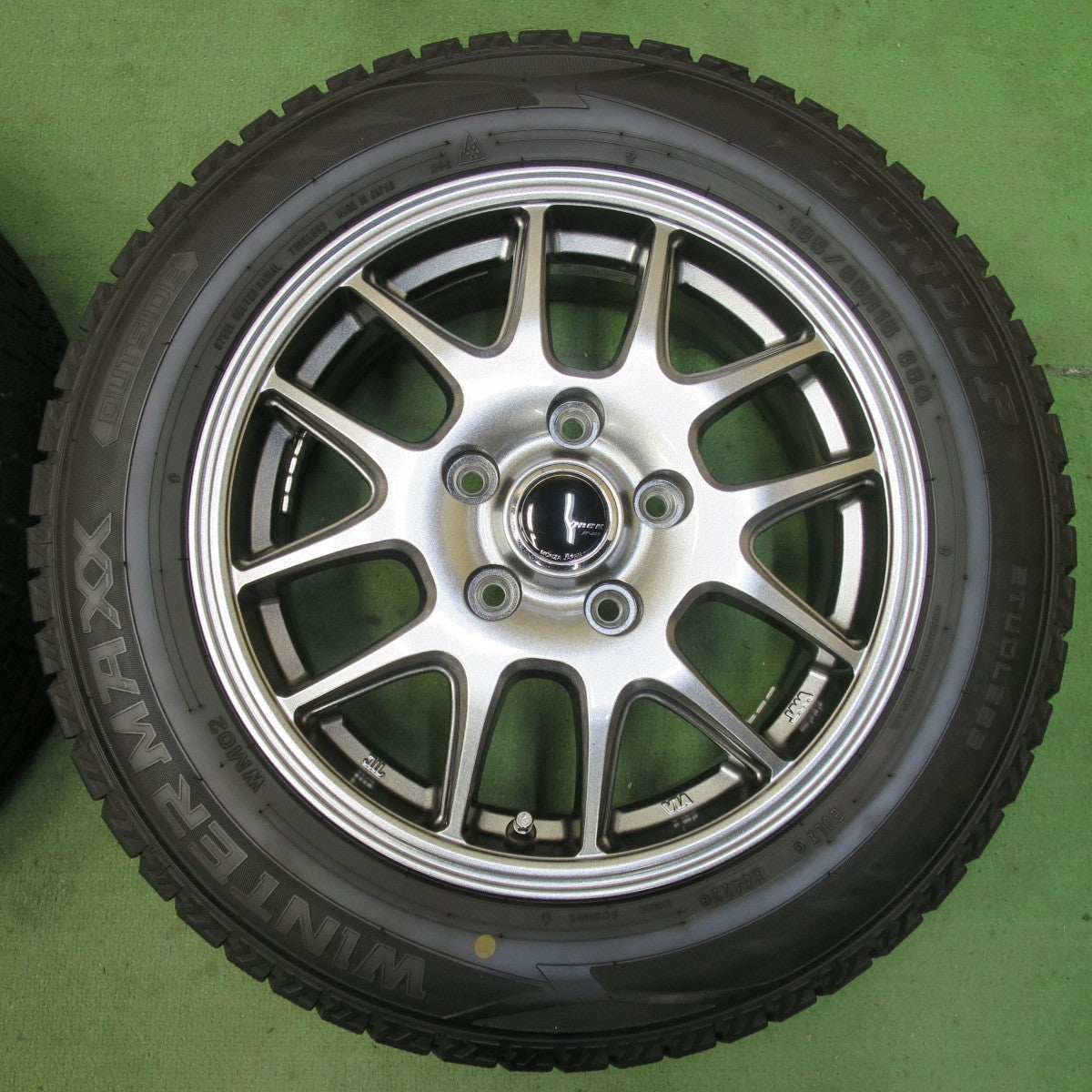 バリ溝!22年!キレイ!9.5分★スタッドレス 185/65R15 ダンロップ ウインターマックス WM02 ZACK JP-205 MONZA ザック 15インチ PCD114.3/5H★5093012イス