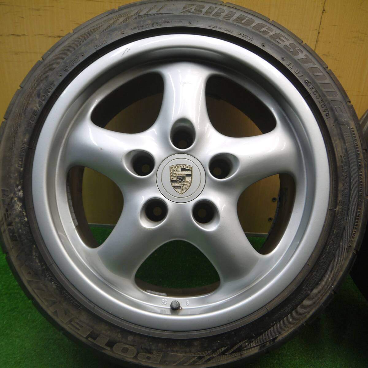 バリ溝!9分★ポルシェ 911 純正 205/45R17 255/40R17 ブリヂストン ポテンザ RE-11 17インチ PCD130/5H★4121802Hノ