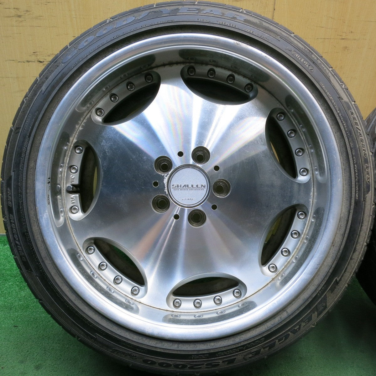 4本価格★SHALLEN AX AME ディッシュ 225/45R18 255/40R18 グッドイヤー イーグル LS200 hybrid2 18インチ シャレン PCD114.3/5H★5072705HAノ