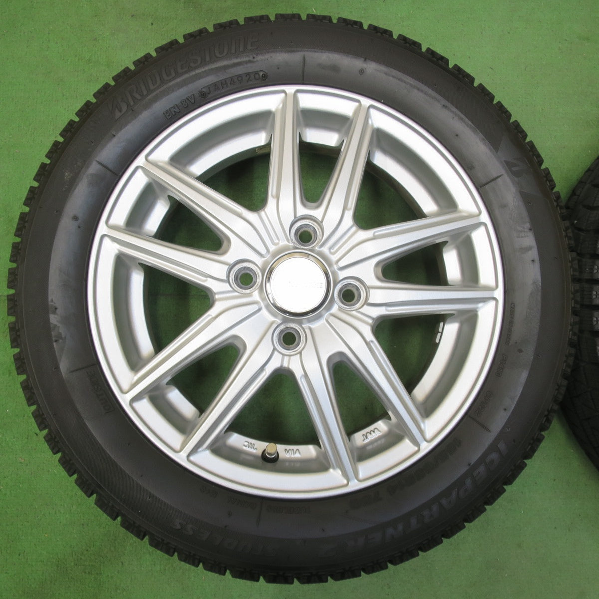 バリ溝!キレイ!9分★スタッドレス 155/65R14 ブリヂストン アイスパートナー2 ECO FORME エコフォルム 14インチ PCD100/4H★5040904イス