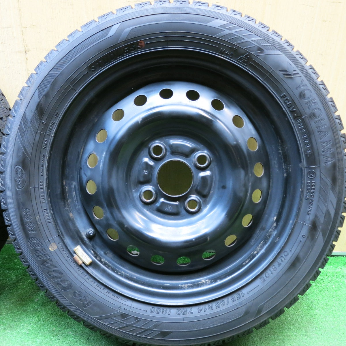 バリ溝!24年!9.5分★スタッドレス 155/65R14 ヨコハマ アイスガード iG60 スチール ホイール 14インチ PCD100/4H★5092805HAス