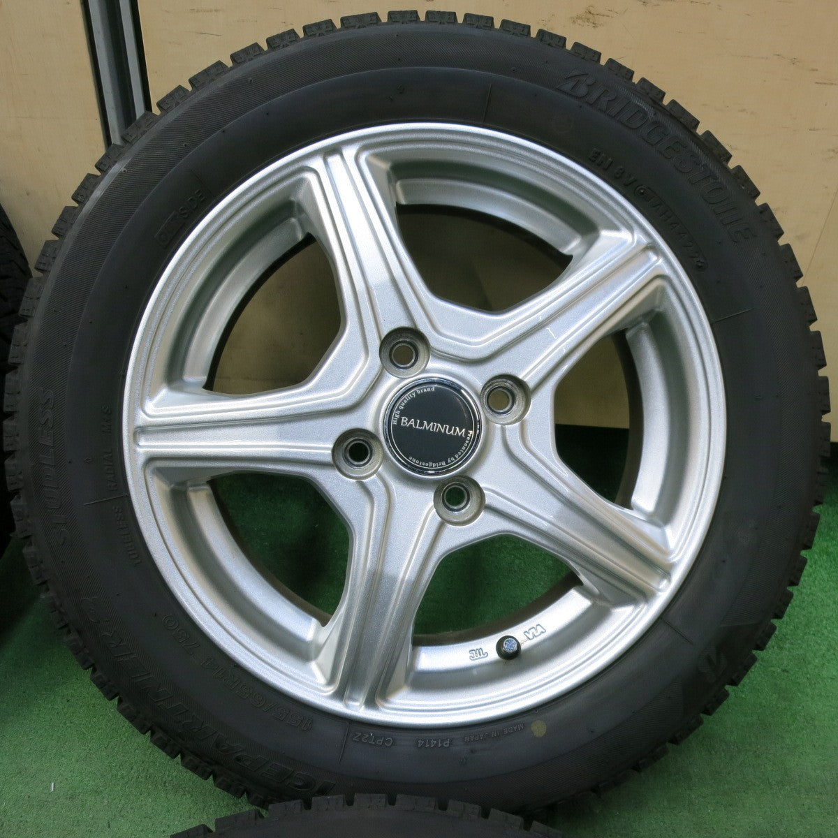 バリ溝!22年!キレイ!9.5分★スタッドレス 155/65R14 ブリヂストン アイスパートナー2 BALMINUM バルミナ 14インチ PCD100/4H★5070418SYス