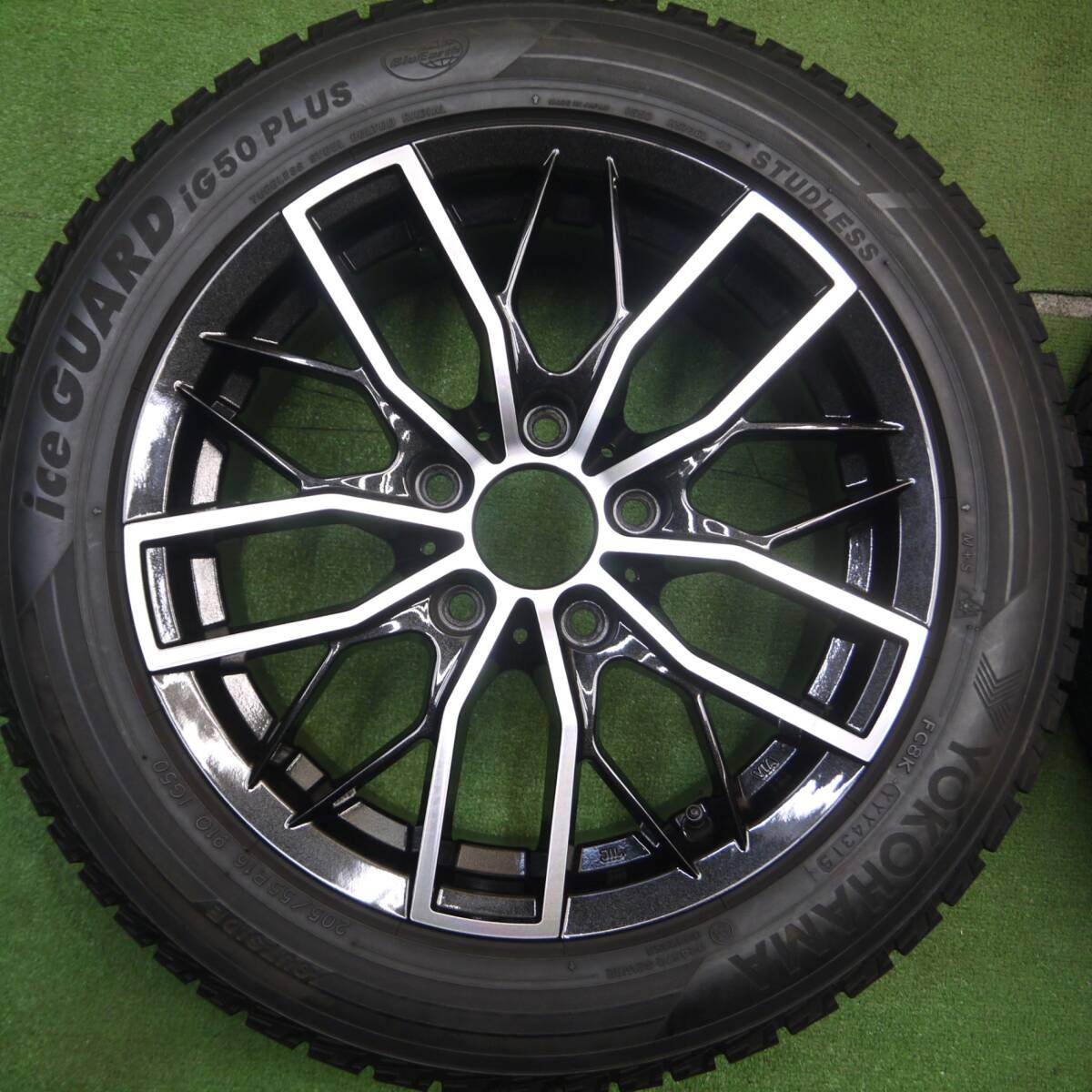 バリ溝!キレイ!9分★BMW 等 EUROBAHN SPORTECHNIC 205/55R16 スタッドレス ヨコハマ アイスガード iG50 プラス 16インチ ユーロバーン PCD120/5H★5030412Hス