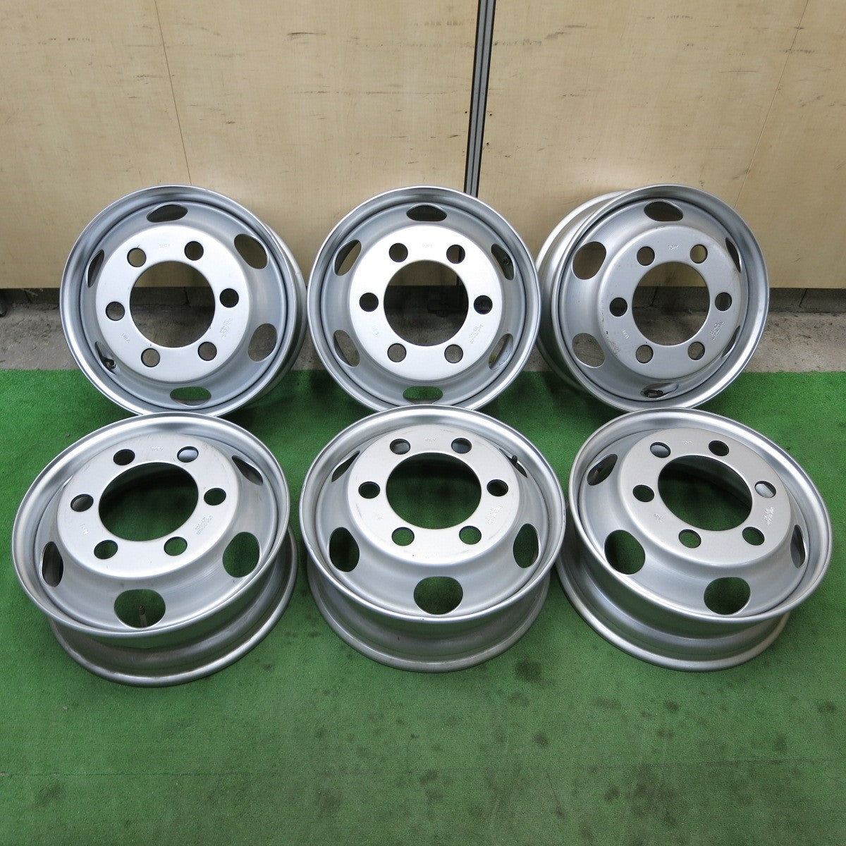 新車外し!6本★トラック エルフ キャンター デュトロ 等 純正 TOPY DM2K スチール ホイール 127-9CS 17.5インチ PCD222.25/6H★5090101ナホ