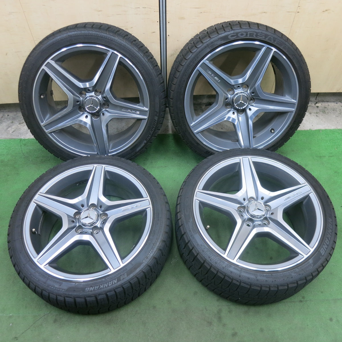 バリ溝!9.5分★ベンツ Cクラス W204 純正 AMG 235/40R18 255/35R18 スタッドレス ナンカン CORSAFA 18インチ PCD112/5H★6052601SKス