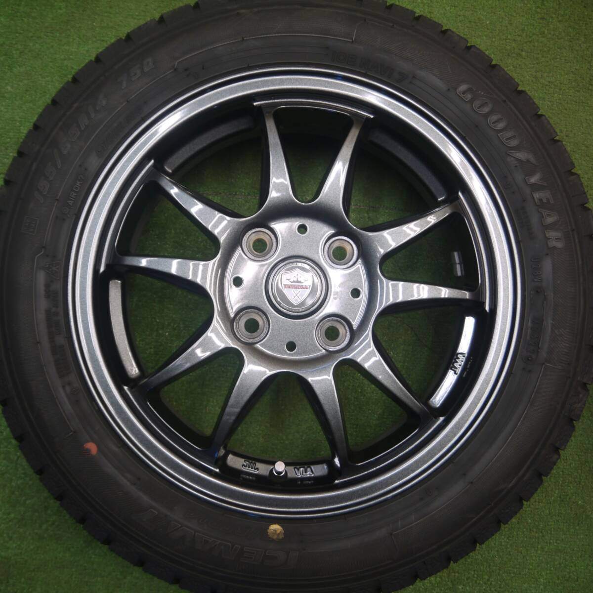 超バリ溝!22年!キレイ!ほぼ10分★スタッドレス 155/65R14 グッドイヤー アイスナビ7 ESTROSA エステローザ 14インチ PCD100/4H★5022504Hス