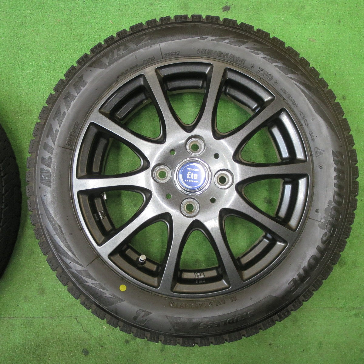 バリ溝!21年!キレイ!9分★スタッドレス 155/65R14 ブリヂストン ブリザック VRX2 Eta TIRADO LA STRADA 14インチ PCD100/4H★5062006TTス