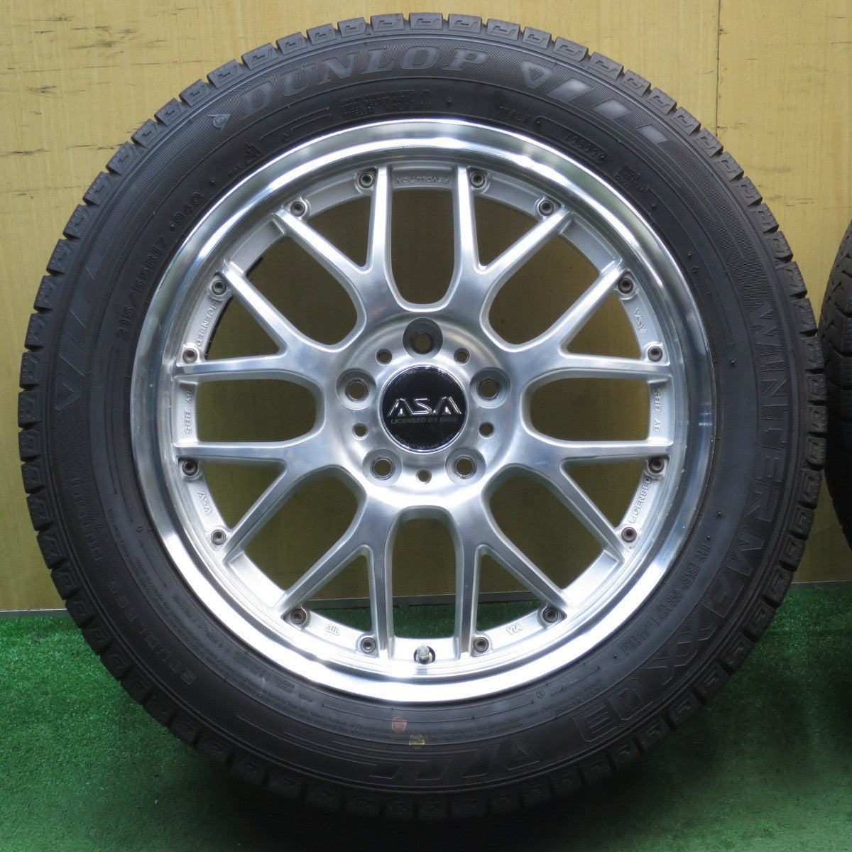 バリ溝!22年!ほぼ10分★BBS ASA REVOLUTION 215/55R17 スタッドレス ダンロップ ウインターマックス 03 17インチ PCD114.3/5H★5081204NJス