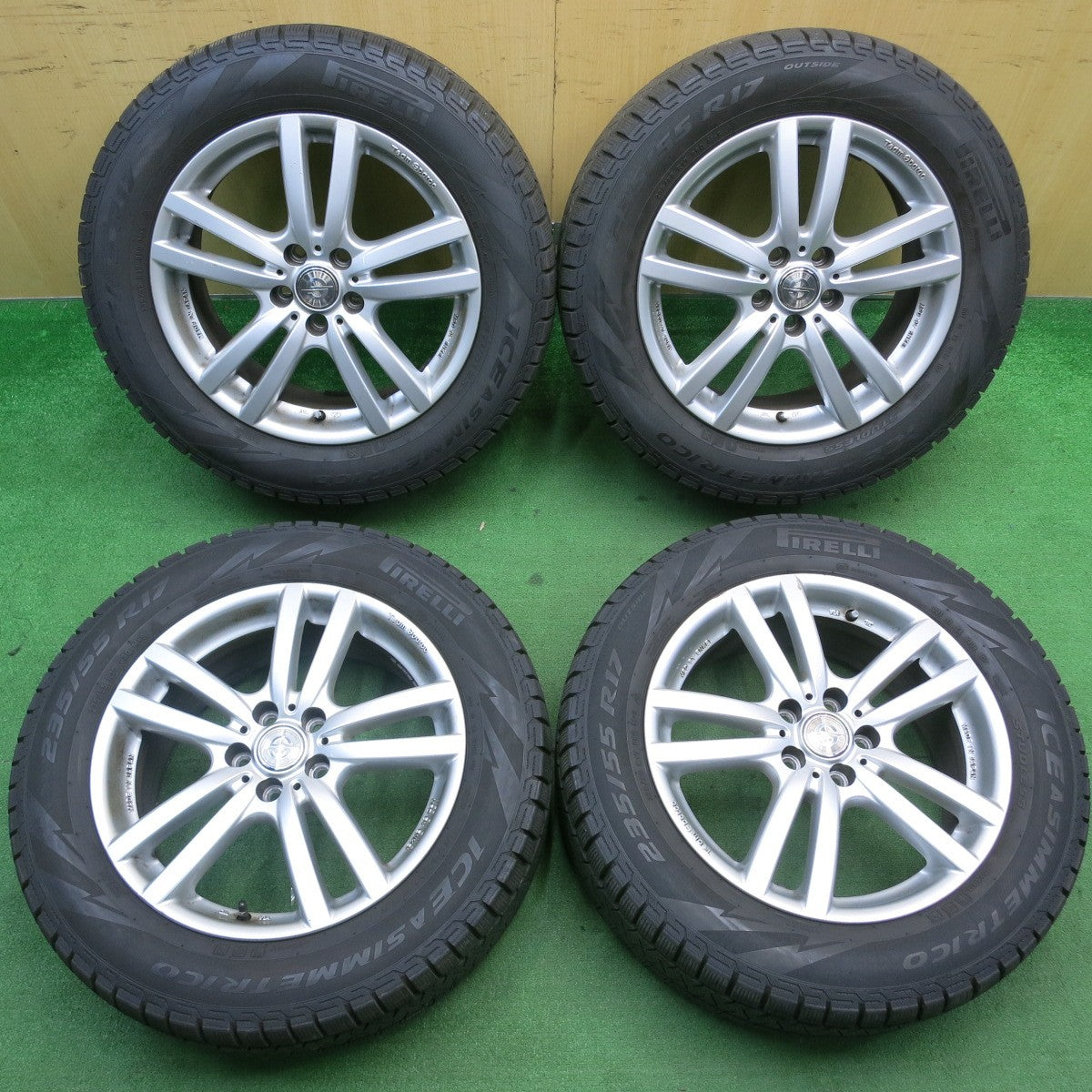 バリ溝!9分★フォレスター 等 235/55R17 スタッドレス ピレリ アイスアシンメトリコ Team Sparco チームスパルコ PCD100/5H★5051705TNス