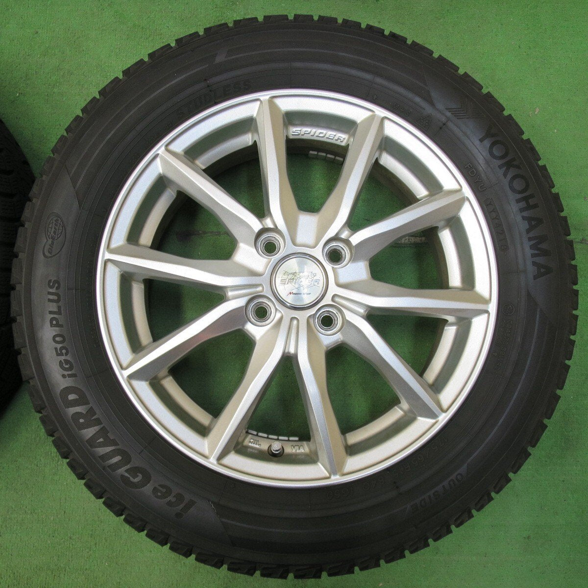 バリ溝!キレイ!9分★スタッドレス 175/65R15 ヨコハマ アイスガード iG50 プラス EURO SPEED SPIDER MANARAY SPORT 15インチ PCD100/4H★5010403イス
