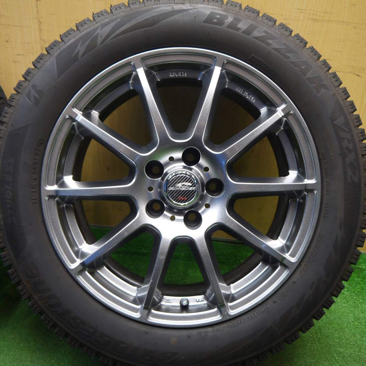 バリ溝!24年!キレイ!9.5分★スタッドレス 215/55R17 ブリヂストン ブリザック VRX2 SCHNEIDER ATECH シュナイダー 17インチ PCD114.3/5H★5031902Hス