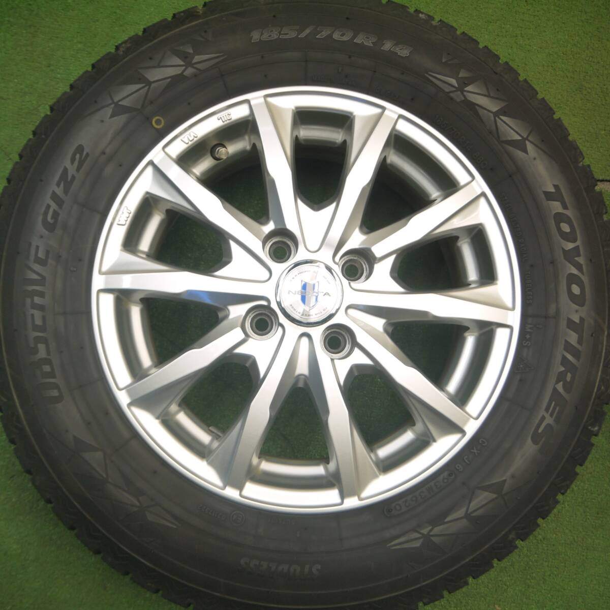 バリ溝!キレイ!9.5分以上★スタッドレス 185/70R14 トーヨー オブザーブ GIZ2 NEXTA ネクスタ 14インチ PCD100/4H★5020501Hス