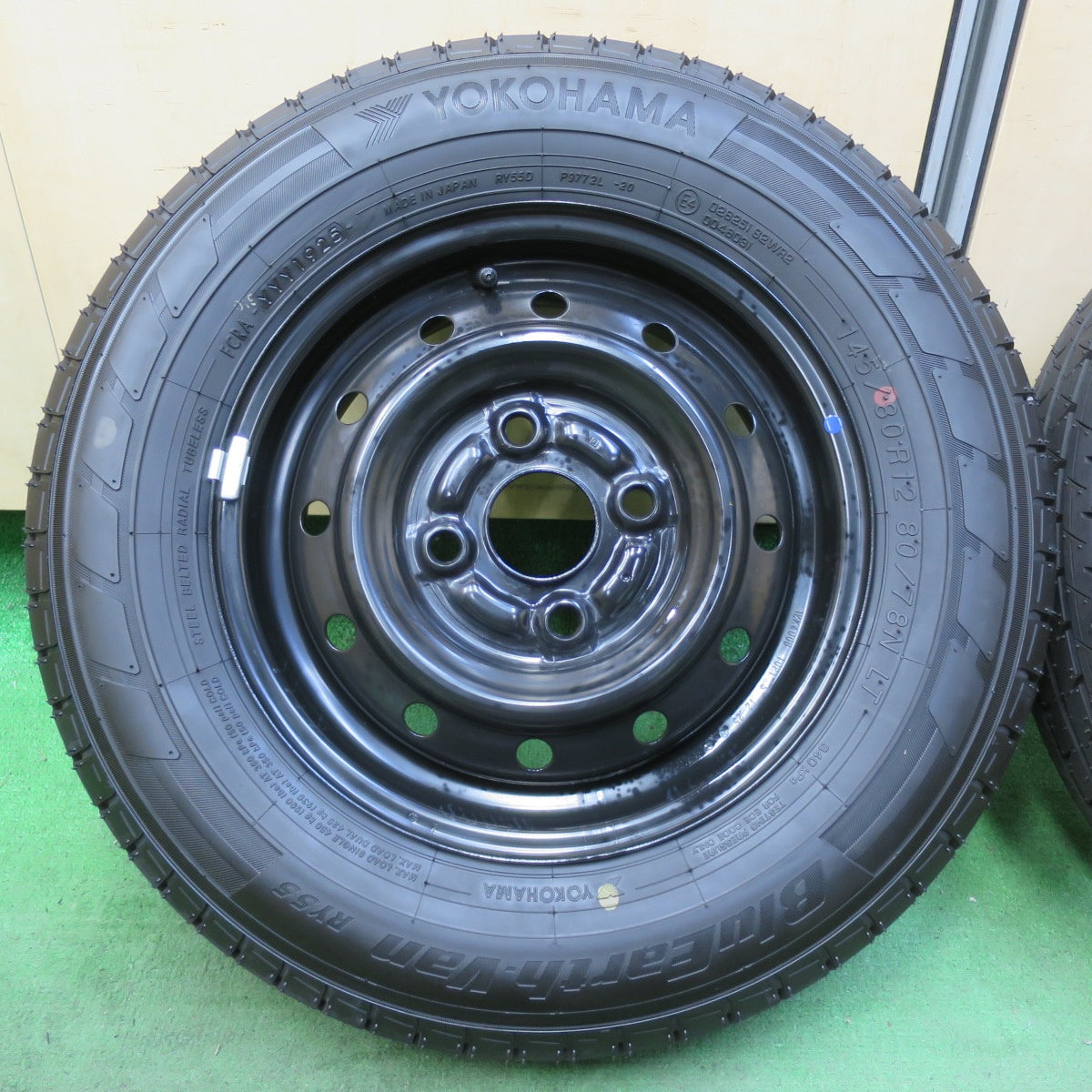 新車外し!25年★スズキ エブリイ バン 純正 スチール 145/80R12 80/78N ヨコハマ BluEarth-Van RY55 RY55D 12インチ PCD100/4H★5071101イノ
