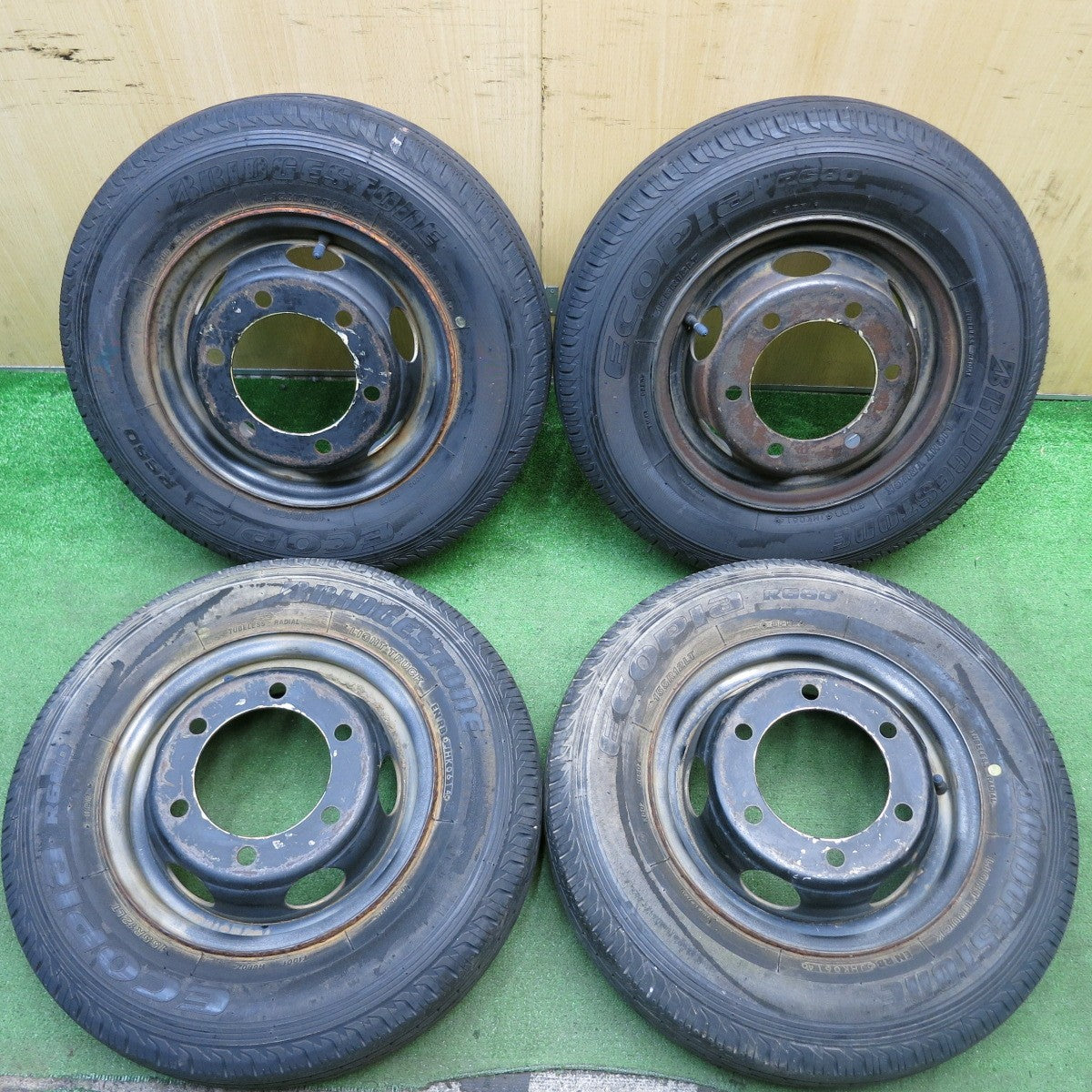 4本価格★トラック タイヤ 155R12LT 8PR ブリヂストン エコピア R680 スチール ホイール 12インチ PD170/6H★5062814HAノ