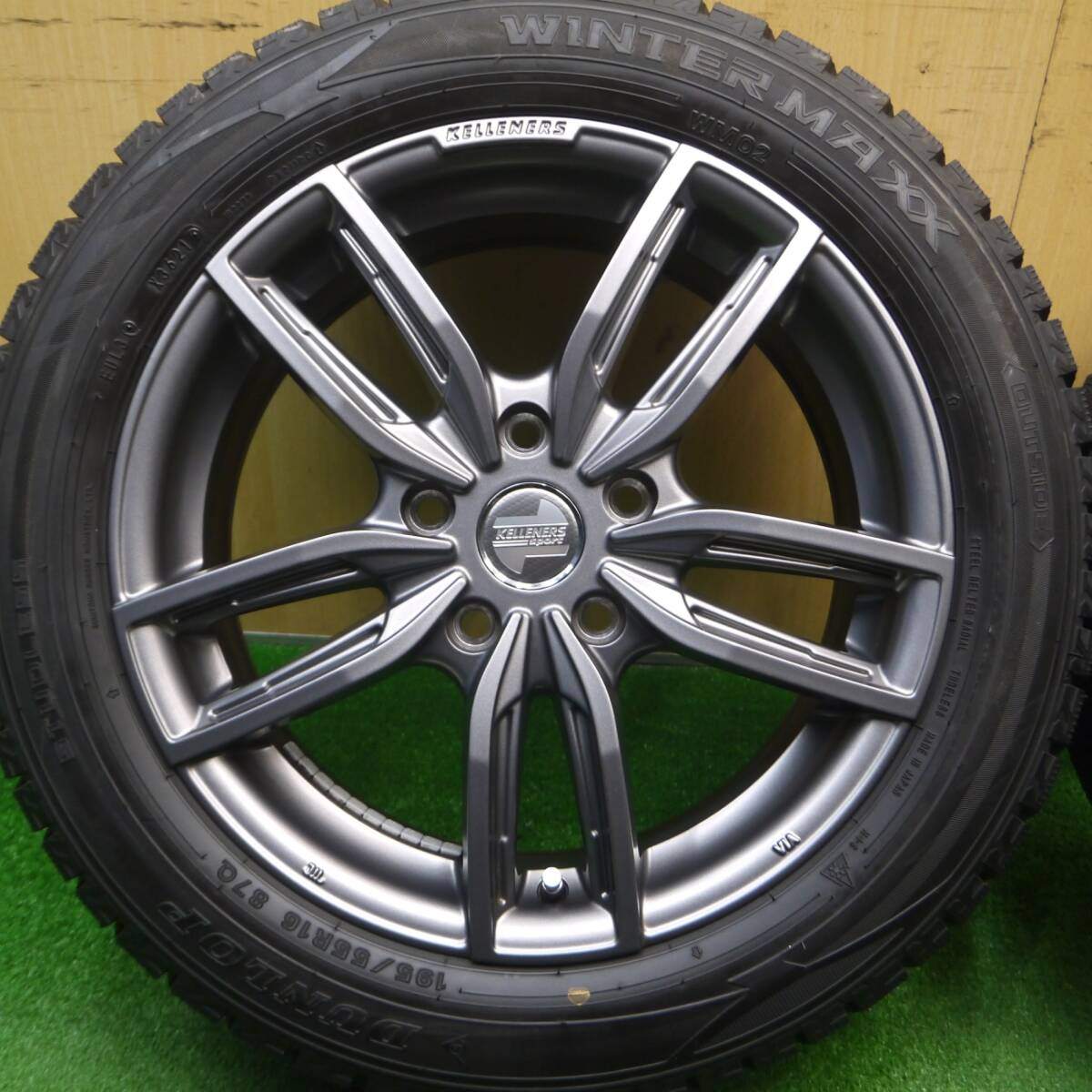 バリ溝!21年!キレイ!ほぼ10分★MINI 等 KELLENERS Sport 195/55R16 スタッドレス ダンロップ ウインターマックス WM02 ケレナーズ スポーツ PCD112/5H★4122702Hス