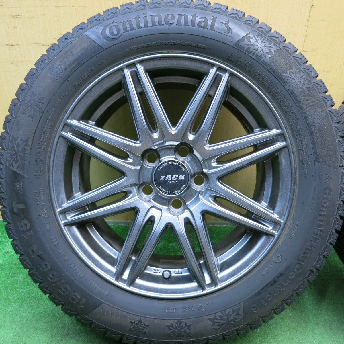 バリ溝!キレイ!8.5分★プリウス 等 195/65R15 スタッドレス コンチネンタル コンチバイキング コンタクト6 ZACK JP-818 MONZA ザック 15インチ PCD100/5H★5092004HAス
