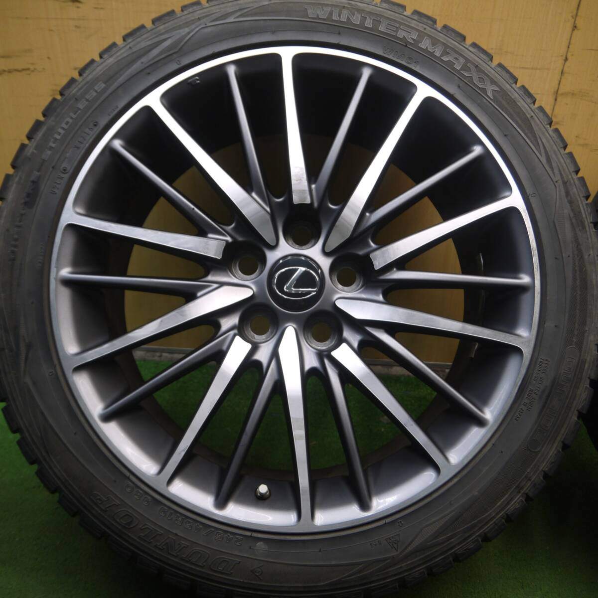 センサー付 バリ溝 綺麗 9分★レクサス LS600 Fスポーツ 純正 245/45R19 スタッドレス ダンロップ WM01 PCD120/5H★4022008Hス