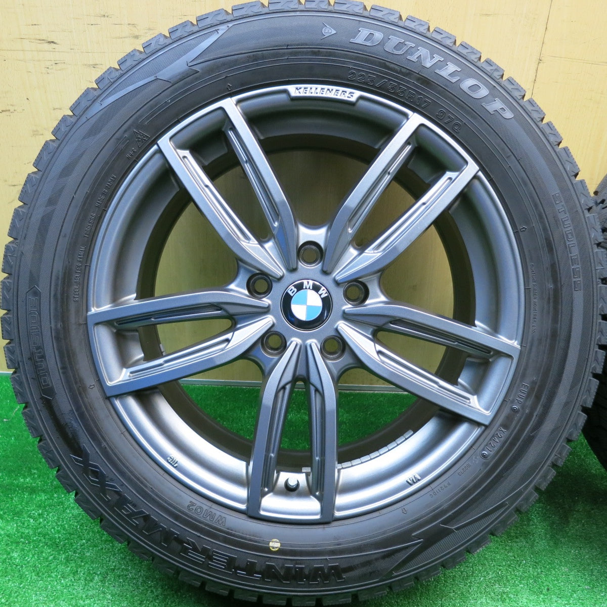 バリ溝!21年!9.5分★BMW 等 KELLENERS Jr GF5 225/55R17 スタッドレス ダンロップ ウインターマックス WM02 ケレナーズ ジュニア 17インチ PCD112/5H★5102304HAス