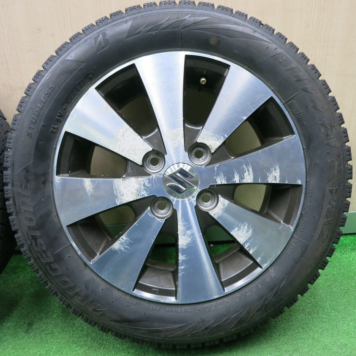 4本価格★スズキ ワゴンR スティングレー 純正 155/65R14 スタッドレス ブリヂストン ブリザック VRX2 PCD100/4H★4121601NJス