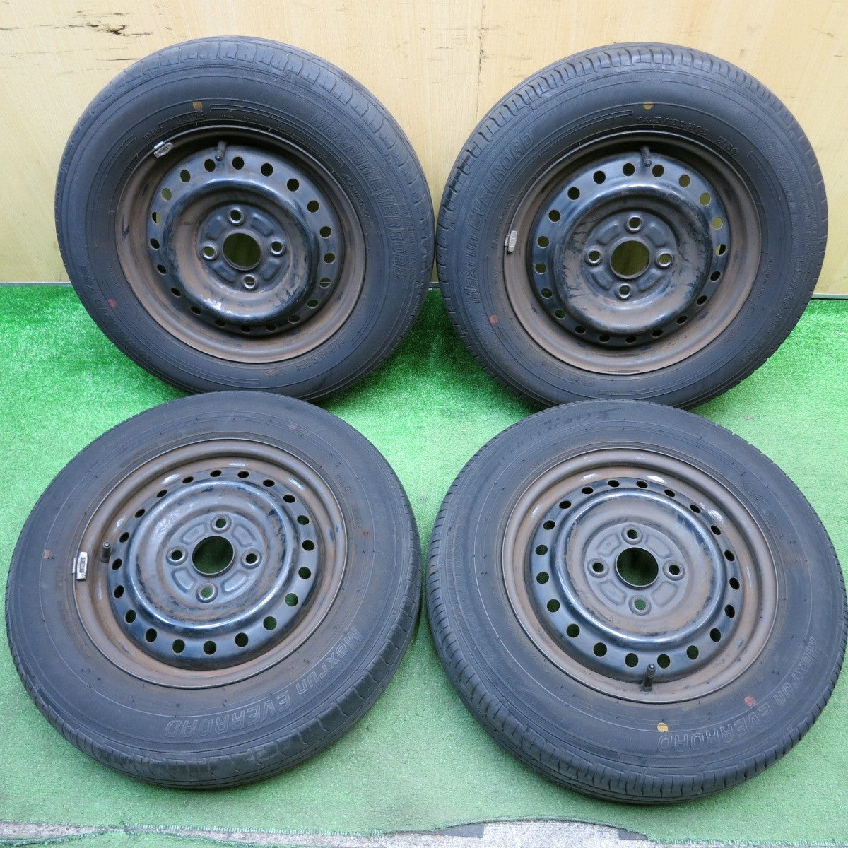 4本価格★145/80R13 オートバックス Maxrun EVERROAD スチール ホイール 13インチ PCD100/4H★5060706HAノ