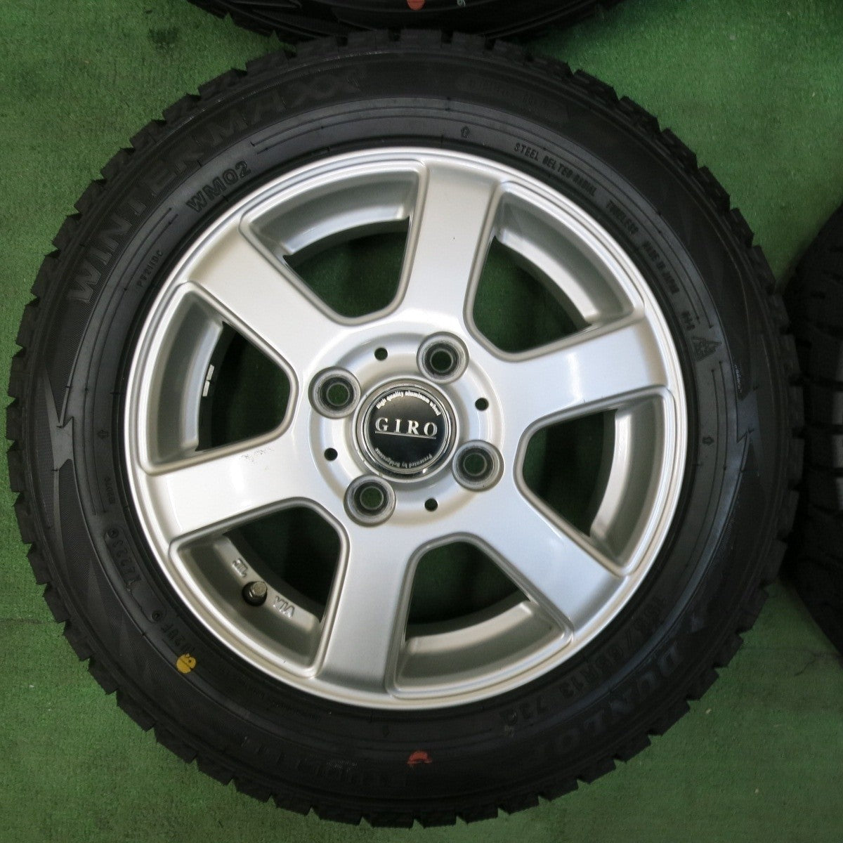 超バリ溝!23年!キレイ!ほぼ10分★スタッドレス 155/65R13 ダンロップ ウインターマックス WM02 GIRO PCD100/4H★4120610SYス