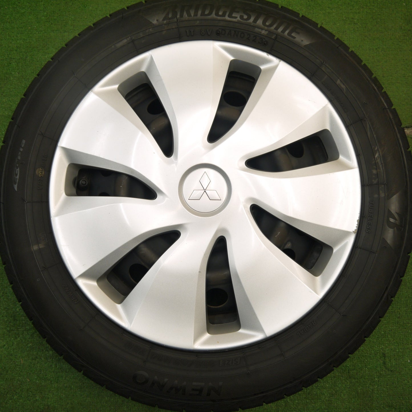 バリ溝!23年!9分★三菱 ekワゴン 純正 スチール 155/65R14 ブリヂストン NEWNO 14インチ PCD100/4H★5041601Hノ